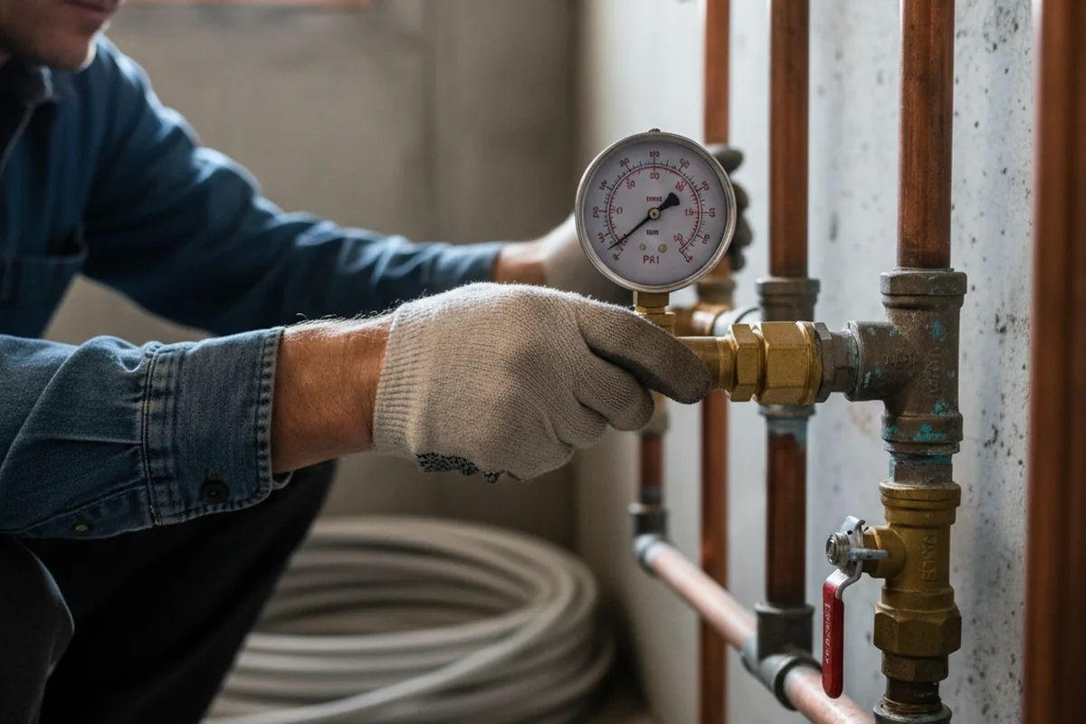 Pressure testing a repaired line during Water Line Repair in Gatesville